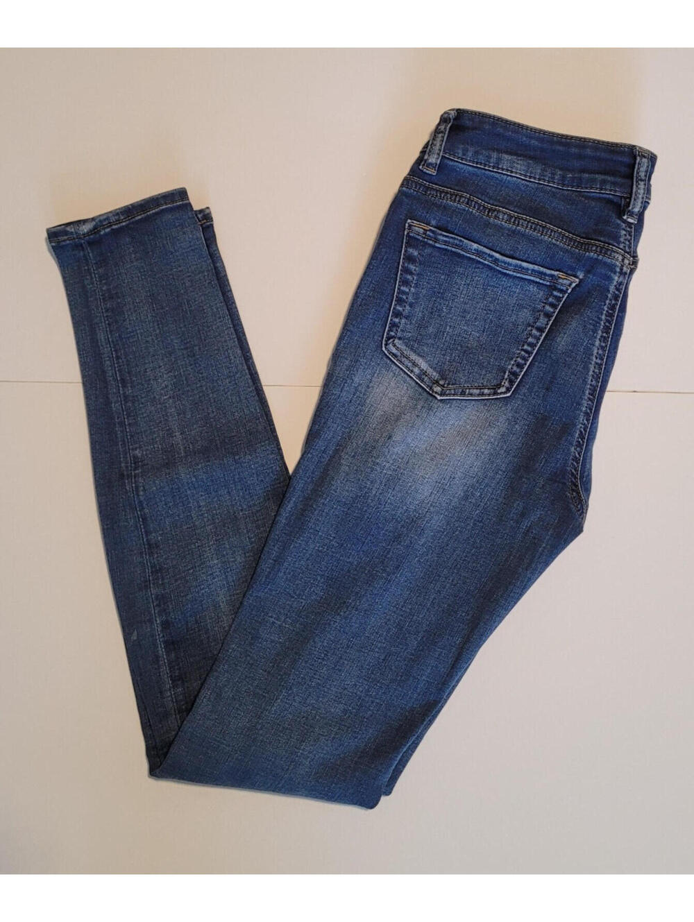 Warehouse One Women’s Skinny Jeans Size 27 Reg Dark Wash Distressed Stretch Deni